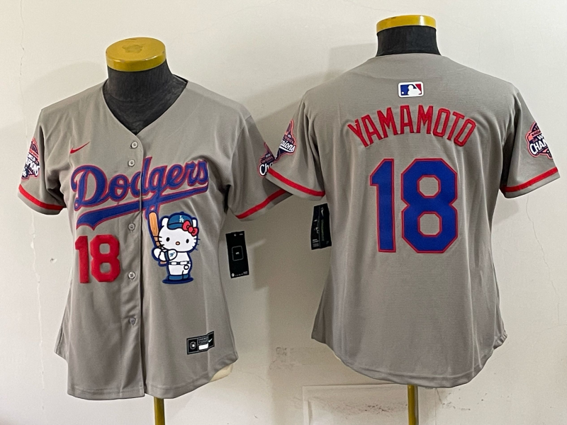 women Los Angeles Dodgers #50  Yamamoto grey Betts grey Game 2026 Nike MLB Jersey 0631001